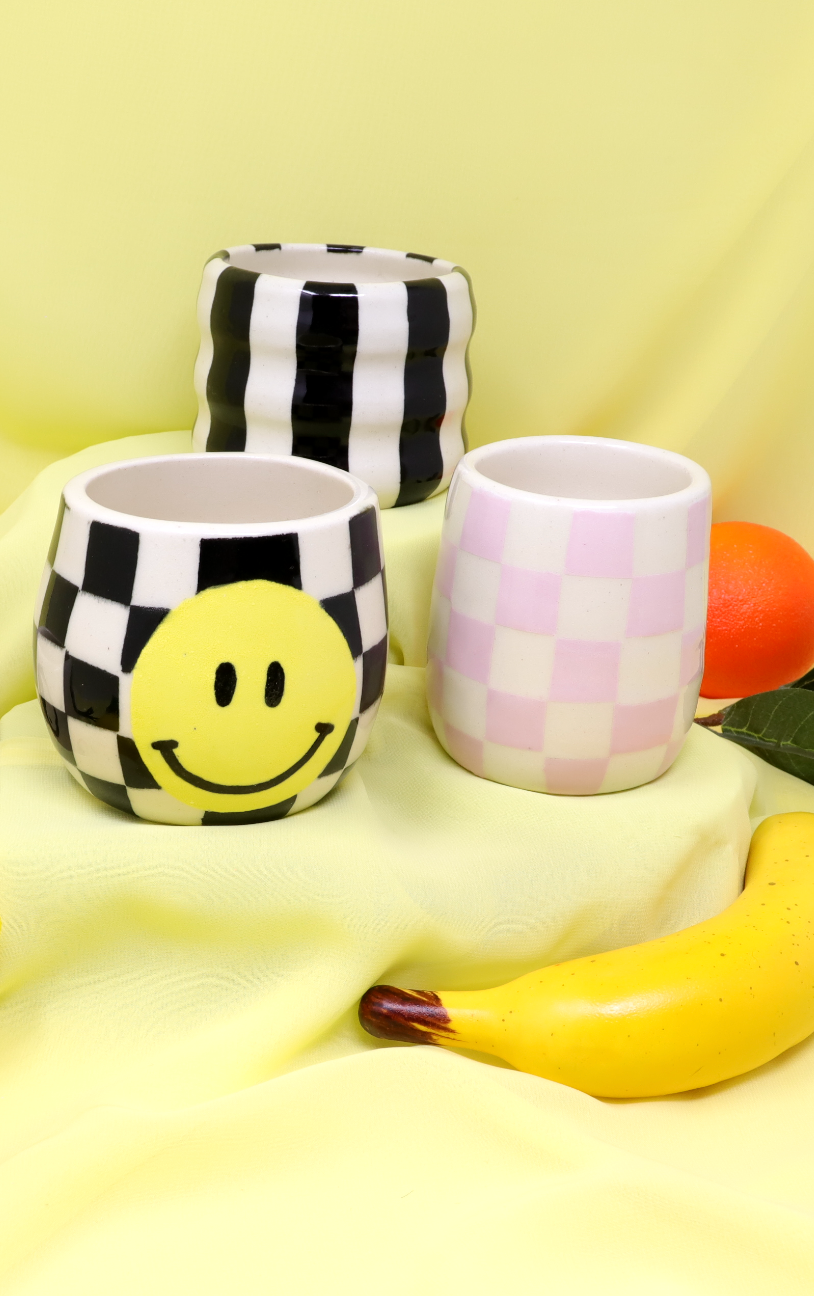 Pink Checkered Cup