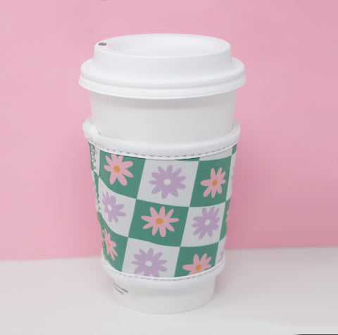 Hot Coffee Sleeve - Checkers Flowers