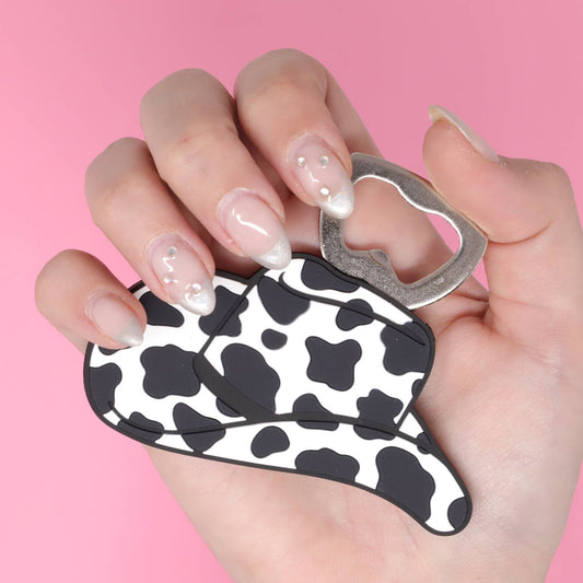 Cowboy Cow Print Hat - Bottle Opener