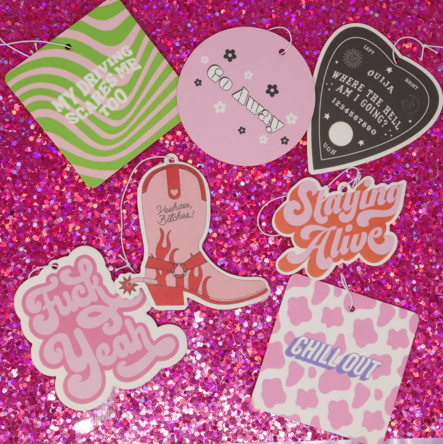 Yeehaw bitches Airfreshener - Cowboy Boots Pink and Red
