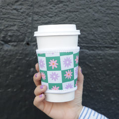 Hot Coffee Sleeve - Checkers Flowers