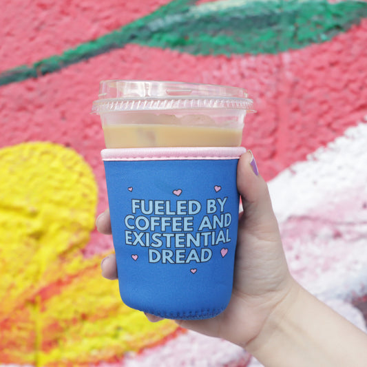 Iced Coffee Sleeve - Fueled by coffee and existential dread