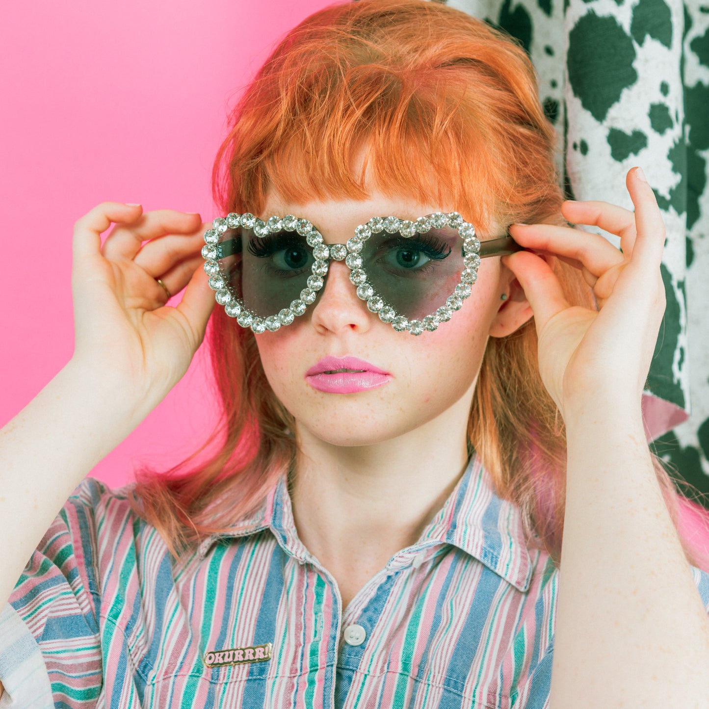 CLEARLY BLACK HEART RHINESTONES SUNNIES