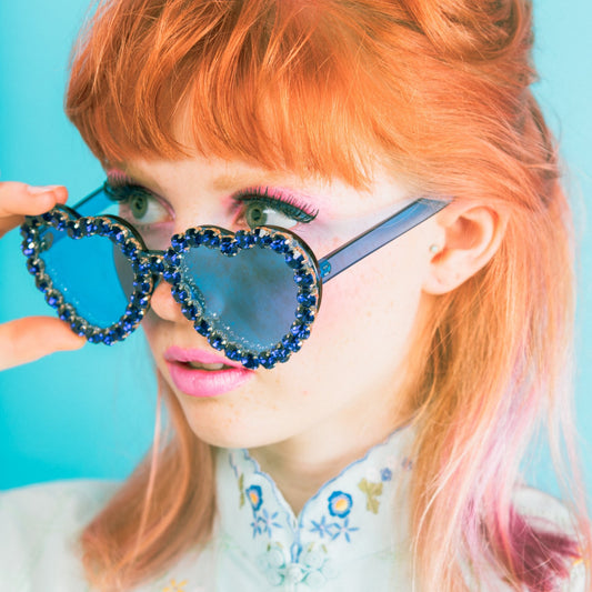 BLUE HEART RHINESTONES SUNNIES