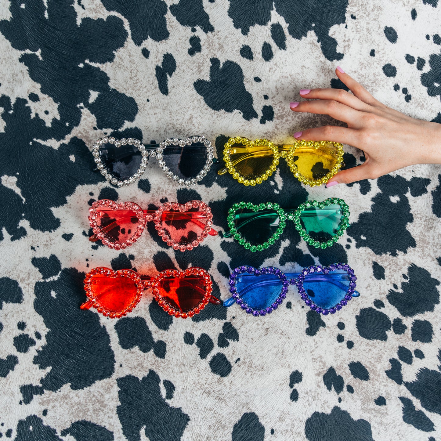 GREEN HEART RHINESTONES SUNNIES