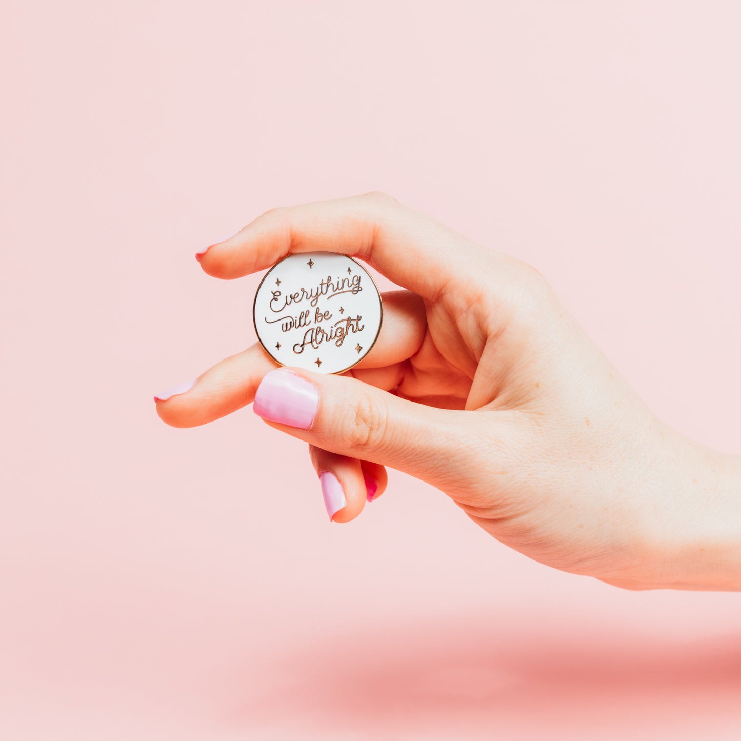 Everything will be alright white enamel pin