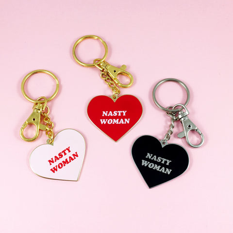 Nasty Woman Keychain - PINK/RED LETTERS