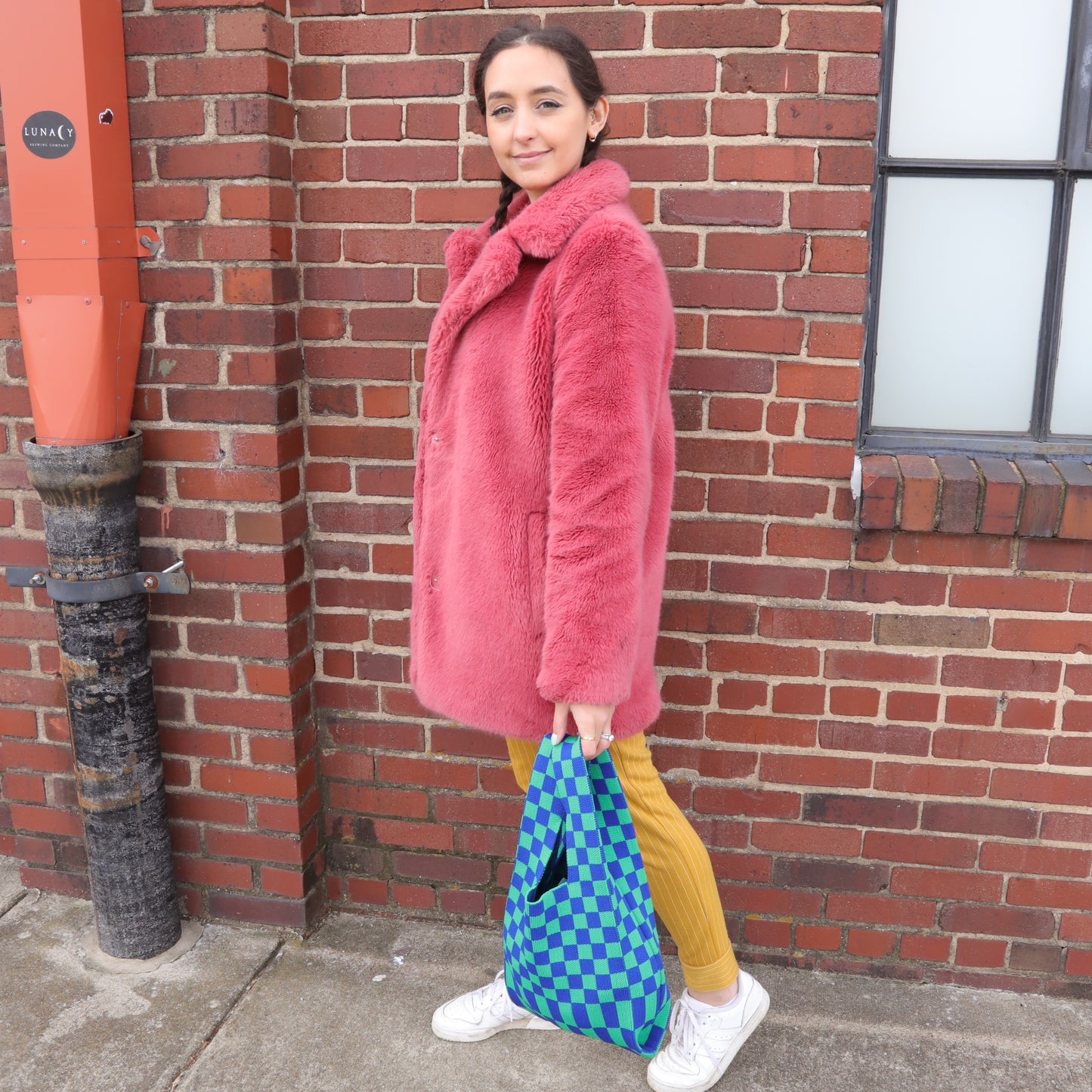 Blue and Green Checkered Tote Bag