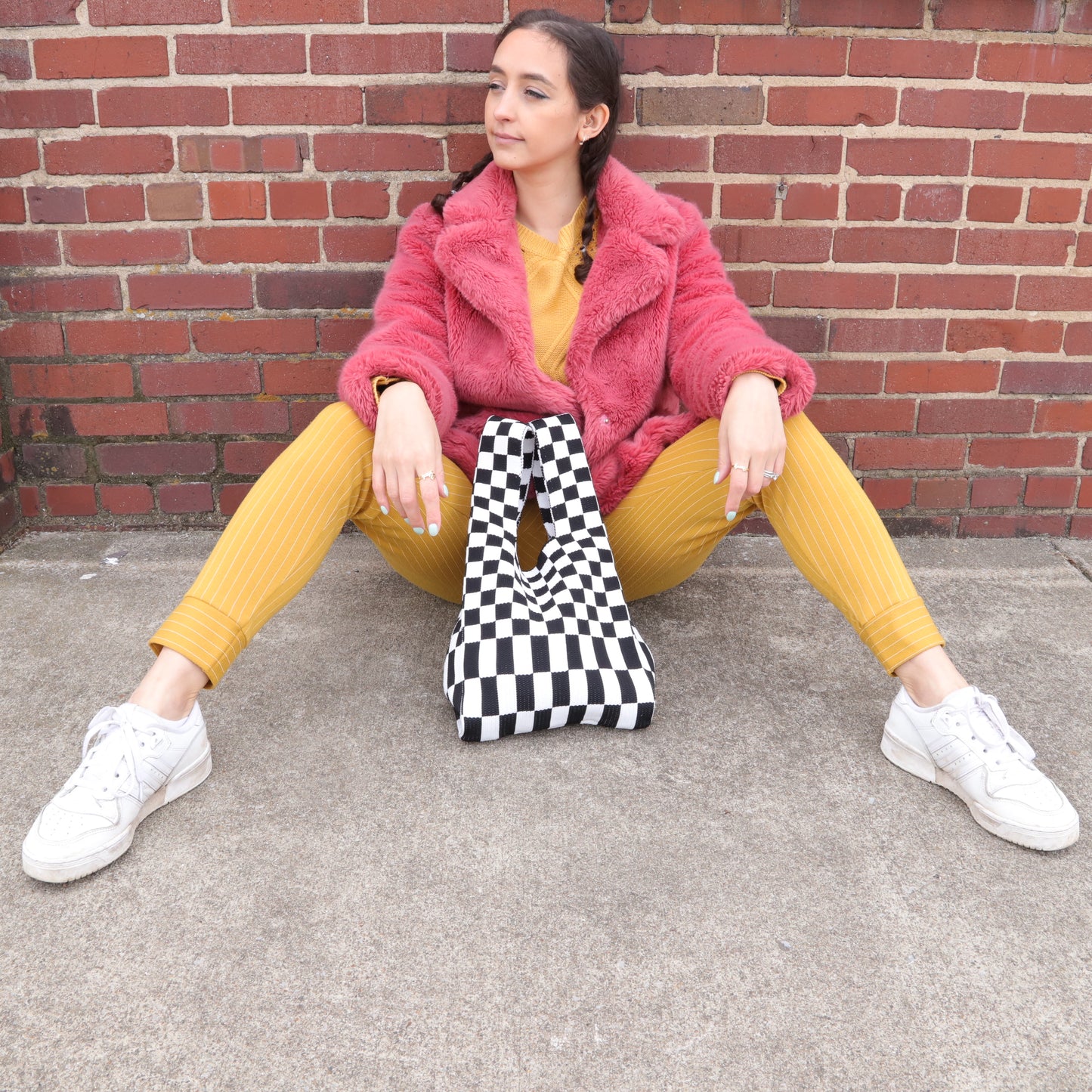 Black and White Checkered Tote Bag