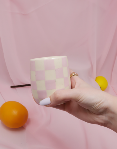 Pink Checkered Cup