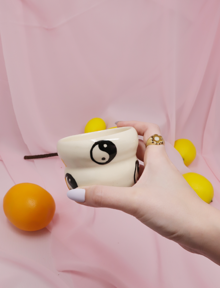 Yin Yang Ceramic Wobbly Espresso cups