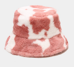 Dusty Pink Cow Print Bucket Hat