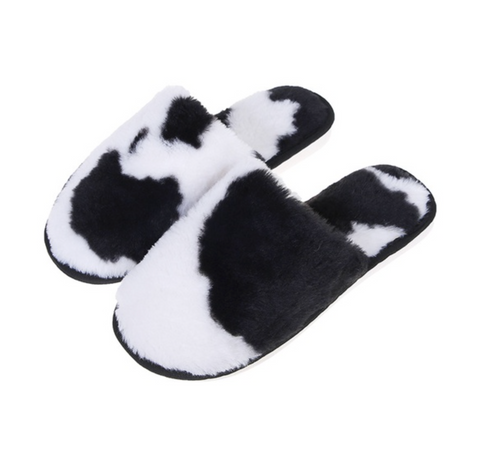 Cow Slippers Black