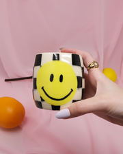 Smiley Checkered Ceramic Cup