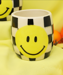 Smiley Checkered Ceramic Cup