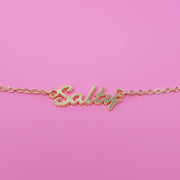 salty necklace, salty gold necklace