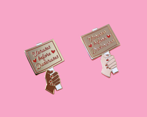 Uteruses before duderuses enamel pin